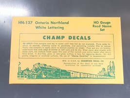 Vintage Champ Decals No. HN-137 Ontario Northland White Lettering HO Set - $14.95