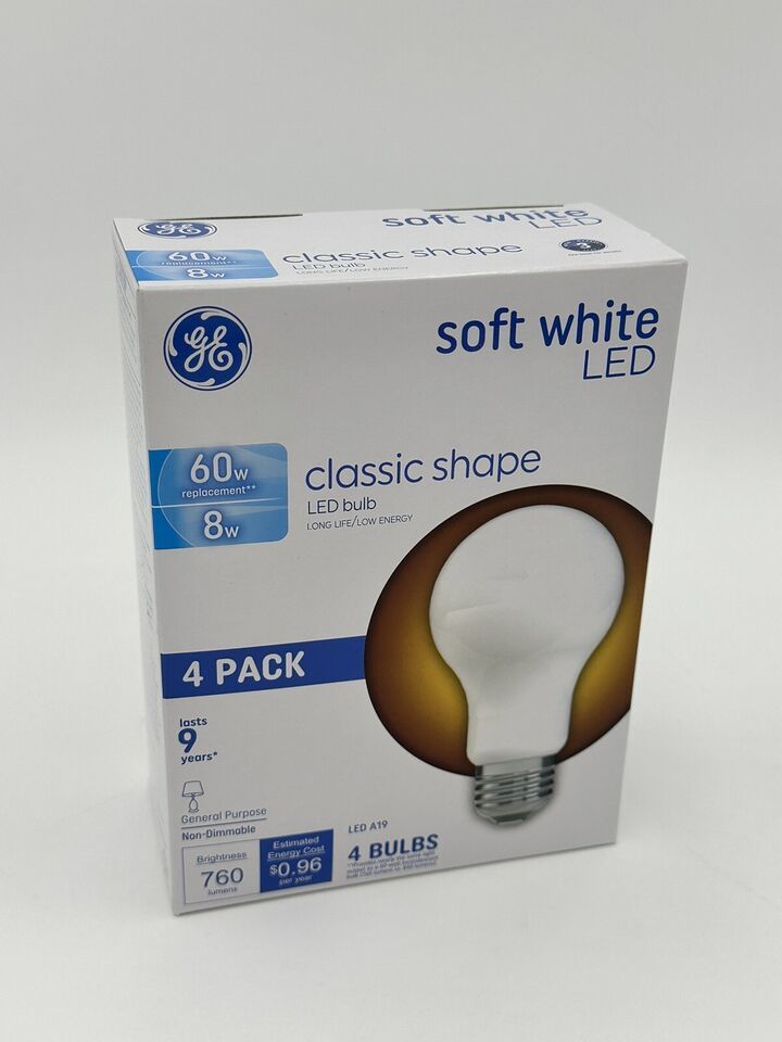 GE LED Light Bulbs, 60 Watt Eqv, Soft White, A19 Standard Bulbs (4 Pack) - $13.99