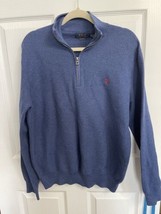 Polo Ralph Lauren 1/4 Zip Sweater Pullover XL 100% Pima Cotton Blue Mens - £18.99 GBP
