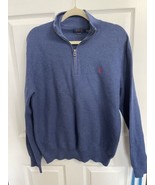 Polo Ralph Lauren 1/4 Zip Sweater Pullover XL 100% Pima Cotton Blue Mens - £18.77 GBP