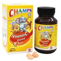  3 Bottles X 100s Champs Chewable Vitamin C Orange 100mg for Kids Free Shipping - £62.60 GBP