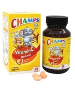  3 Bottles X 100s Champs Chewable Vitamin C Orange 100mg for Kids Free S... - $96.42
