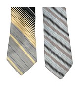 Lot of 2 Vintage Men&#39;s Neckties Striped Ties 3&quot; Gray Brown - $185.41 MXN