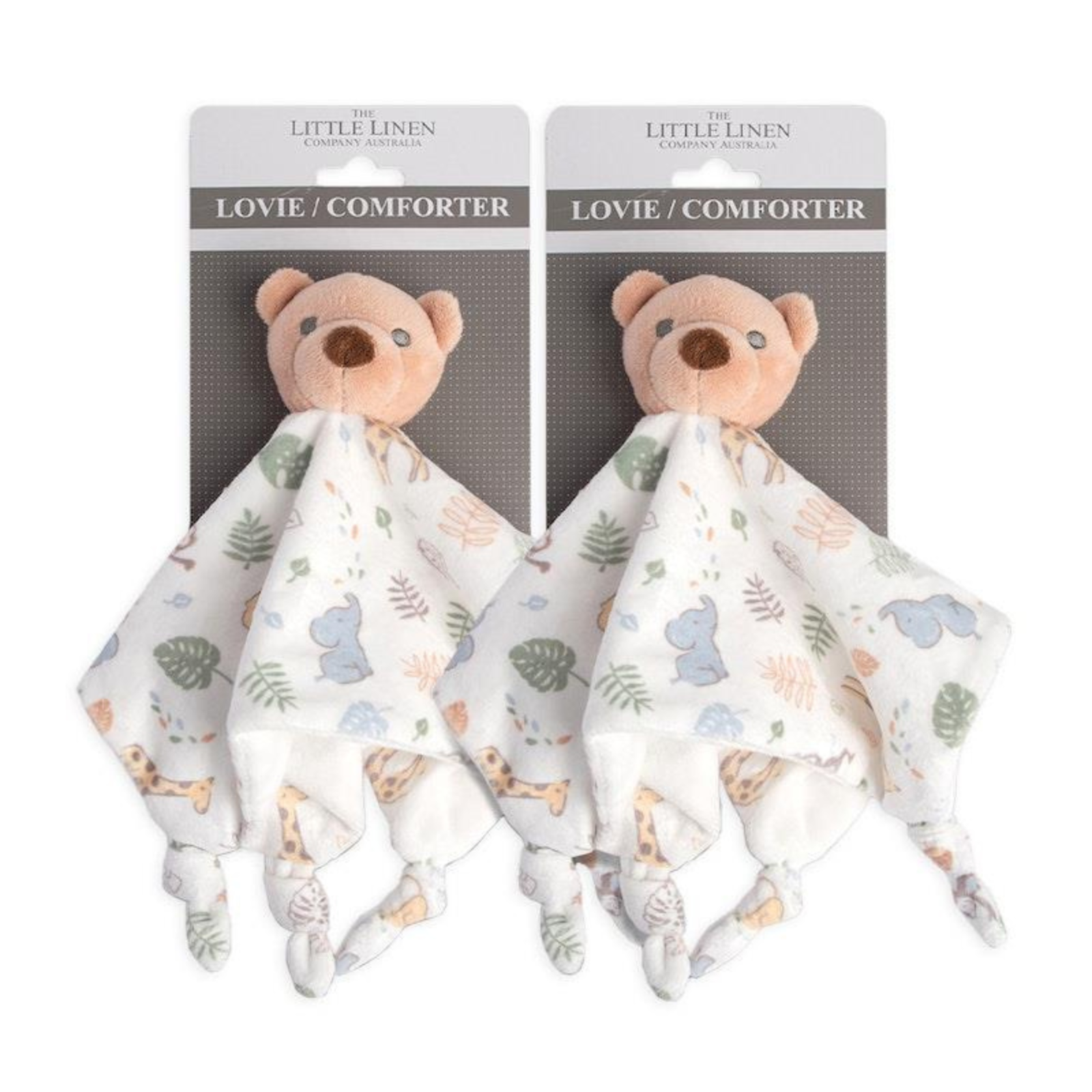 Primary image for The Little Linen Company Lovie/Comforter Safari Bear 2-pack