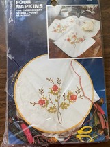 Four Stamped Napkins to Embroider or Paint, Fabric &amp; instructions Only, ... - $205.44 MXN