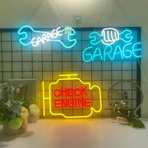 Check Engine Neon Signs for Wall Decoration, LED Neon Garage Signs, Garage Light - £49.21 GBP