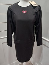 New Vintage Gitano Women Size Medium Black Dress Embroided Rose Flower - £11.76 GBP