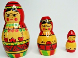Vintage Matryoshka Nesting Dolls 3 Piece Set Made in USSR (U25/ 36) - £19.80 GBP