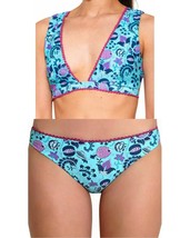 NWT NANETTE LEPORE 12 bikini swimsuit bathing suit floral designer 2 pc aqua  - £76.76 GBP