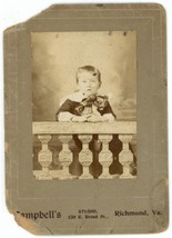 Circa 1880&#39;S Cabinet Card Adorable Little Child Posing Campbell Richmond, VA - £7.49 GBP
