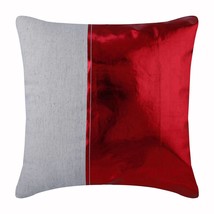 Metallic Faux Leather 16&quot;x16&quot; Red Throw Pillows Cover, Better Half Red - £23.71 GBP+