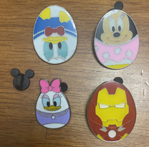 Lot Of 4 Egg Shaped Disney Pins Trading Ironman Minnie Mouse Donald Dais... - $18.80