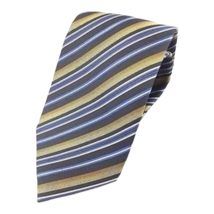 Geoffrey Beene Mens Tie Necktie Multicolor Yellow Stripe 100% Silk Classic New - $12.10