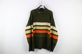 Vtg 90s Y2K Phat Farm Mens 2XL Spell Out Script Striped Fleece Mock Neck Sweater - $74.20