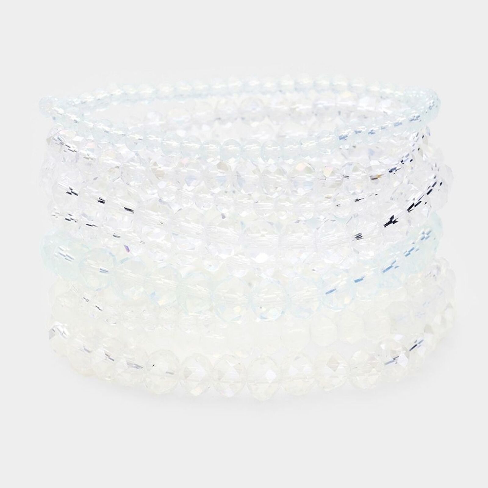 Clear Beaded 9 Piece Stacked Stretch Bracelets Statement Jewelry Accessories - $35.64