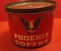 Vintage PHOENIX One Pound Advertising Coffee Tin Can Schnull Co Indianap... - £99.36 GBP