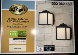 HAMPTON BAY Black Outdoor Integrated LED Wall Lantern Sconce (2-Pack) - $34.53