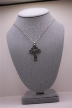 NIP  18&quot; Silver Cross Charm Necklace Stainless Steel Claw Closure  - £15.16 GBP