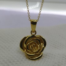 14k Gelb Vergoldet Schöne Bloomg Rose Blume Anhänger Halskette 18 &quot; Kette - £150.81 GBP