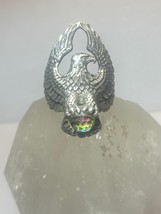 Eagle ring sterling silver rainbow disco ball crystal women men size 9.50 - £109.80 GBP