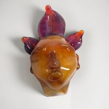 Hand Blown Glass Pendant Necklace Face Head Tribal Art Glass Statement Piece - £39.82 GBP