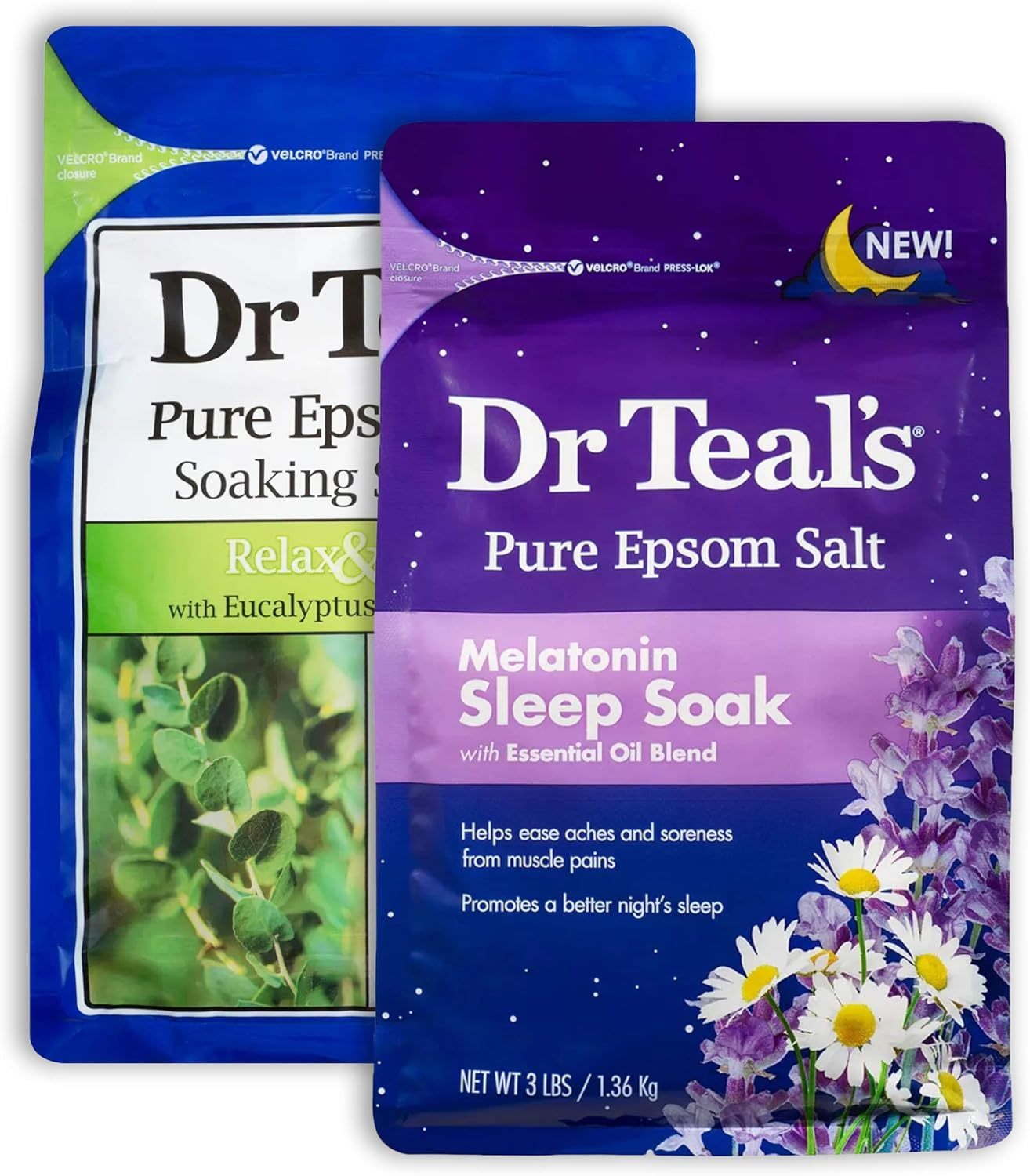 Dr Teal's Salt Bath Variety Gift Set (2 Pack, 3lbs Ea.) - Relax & Relief Eucalyp - £48.24 GBP