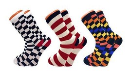 3 Pairs Crazy Pattern Crew Socks Men Women – Colorful Cotton Fun Novelty... - $16.62 CAD