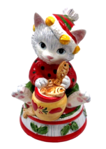 Vintage Geo Z Lefton Christmas Cat Mouse Music Box Plays Song WATCH VIDEO - £36.97 GBP