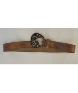 Leatherock Brown Leather Belt Multi Stone Buckle Women&#39;s Medium USA - $58.05 CAD