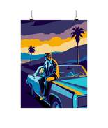 Retro Sunset Car Poster: Vintage Wall Art - $26.57