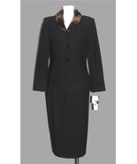 VTG Kasper Detachable Tiger Faux Fur Collar Wool Blend Skirt Suit Wms 8 ... - $95.72 CAD
