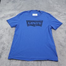 Levis Shirt Mens XL Blue Short Sleeve Round Neck Graphic Print Logo Cotton Tee - $18.69