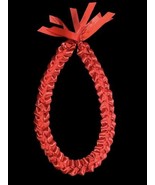 Red On Red Satin &amp; Grosgrain Ribbon Graduation Gift Lei Hand Made 2.5” Wide - £13.89 GBP