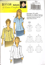Butterick B5538 Misses XS to XL Classic Button Front Shirt Uncut Sewing ... - £10.29 GBP