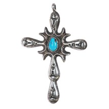 Large Vintage Native American sterling and turquoise cross pendant - £211.41 GBP