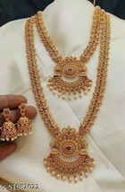 Indian Women Temple Necklace Set Gold Plated Fashion Jewelry Wedding Tra... - $34.44