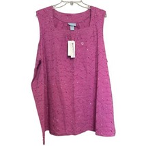 Liz &amp; Me Pink Embroidered Tank Top 3X Sleeveless 26-28W New NWT - $17.81