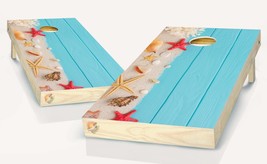 Beach Sand Starfish and Shells  Cornhole Board Vinyl Wrap Laminated Deca... - £42.65 GBP