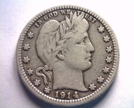 1914 Barber Quarter Dollar Very Fine Vf Nice Original Coin Bobs Coins Fast Ship - £27.17 GBP