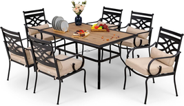 Patio Dining Set for 6, 7 PCS Outdoor Dining Sets - 1 Rectangle 37X60In ... - $1,492.72