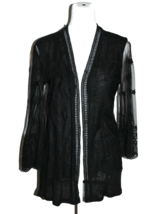Maurices Size Medium M Black Embroidered Mesh Lace Cardigan Sweater Ligh... - £14.33 GBP