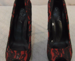 Women&#39;s Highest Heels Collection Red Black Lace 5&quot; Slip On Open Toe Heel... - $24.29