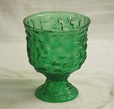 Vintage EO Brody Footed Compote Texture Emerald Green Glass Cleveland O. USA MCM - £19.35 GBP