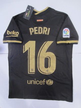 Pedri #16 FC Barcelona La Liga Stadium Black Away Soccer Jersey 2020-2021 - £71.94 GBP