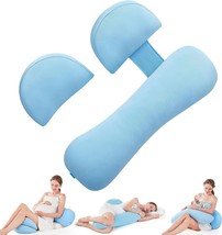 Pregnancy Pillows, Maternity Pillow Support for Backs, Hips, Legs, Belly (Blue) - £19.44 GBP