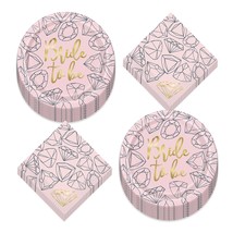Pink &amp; Gold Diamond Bride To Be Paper Dinner Plates and Luncheon Napkins (Serves - £9.23 GBP