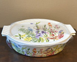 Grace&#39;s Pantry 3 in 1  Oval Baker Casserole w/ Lid Floral Birds Lavender... - $39.99