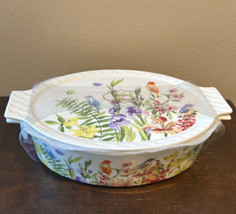 Grace&#39;s Pantry 3 in 1  Oval Baker Casserole w/ Lid Floral Birds Lavender  New - £31.96 GBP