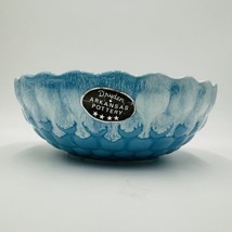 Rare Dryden Arkansas Pottery Turquoise Drip Bowl Original Sticker MCM - $70.13