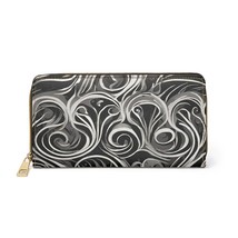 Black Swirls Abstract Zipper Wallet Faux Leather - $29.95